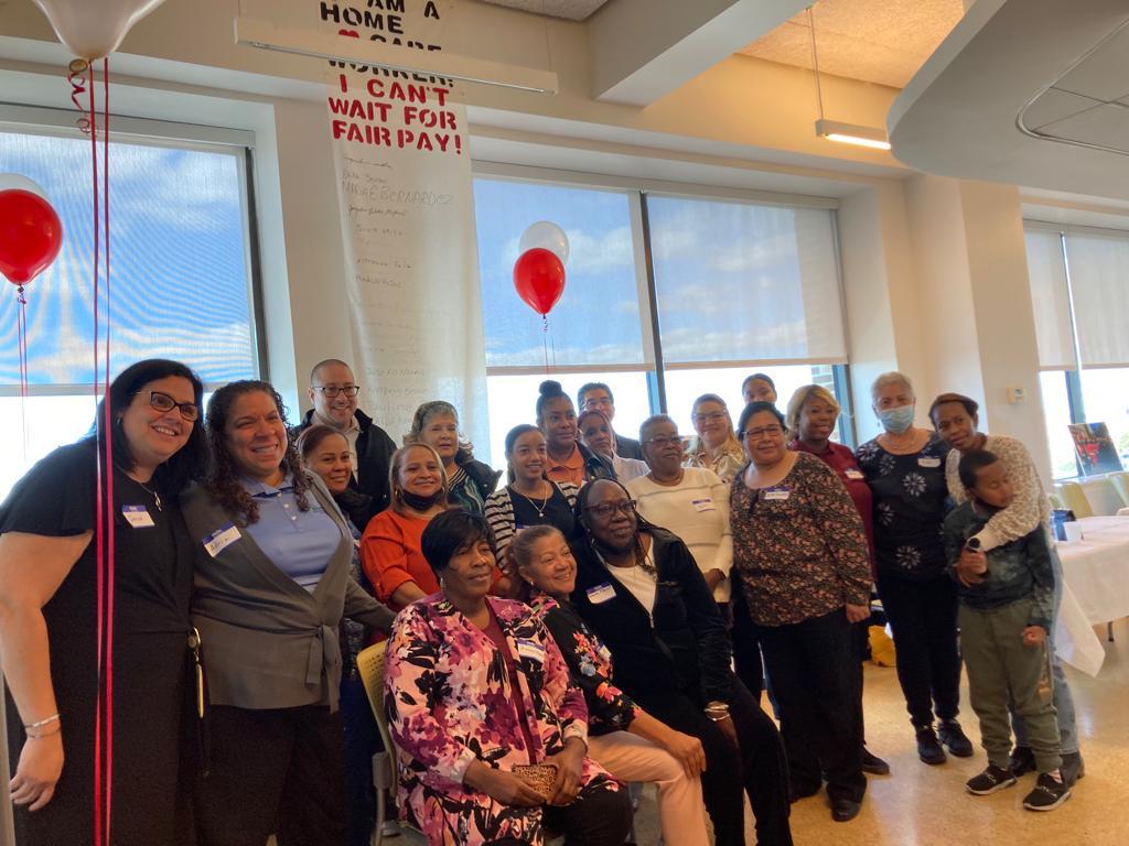 CHCA Home Care Workers and Staff with Senator Gustavo Rivera Celebrating Fair Pay Campaign