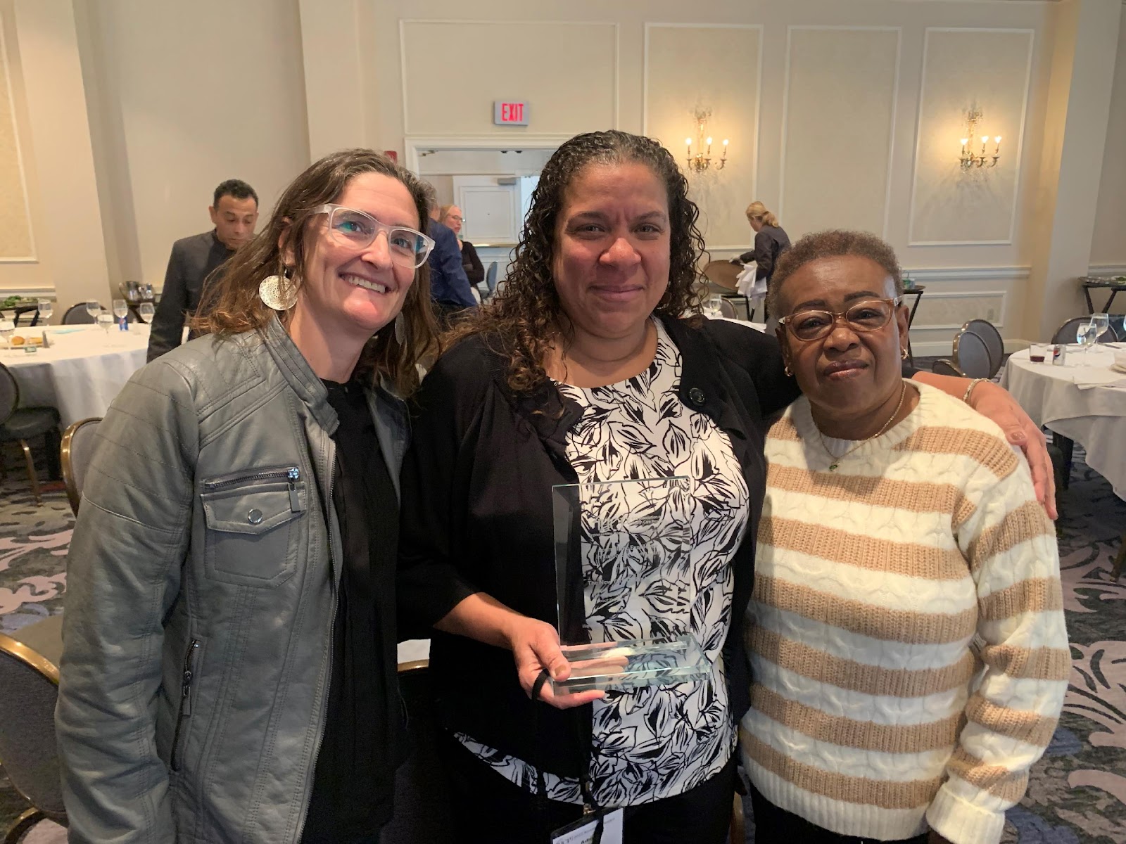 Ilana Berger, NY Director of Hand in Hand, Adria Powell, CHCA President/CEO, and Kim Alleyne, CHCA Worker, Accepting HCP Journalistic Excellence in Support of Home Care Award